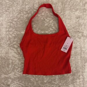 Target/Wild Fable Red Halter Neck Ribbed Top
